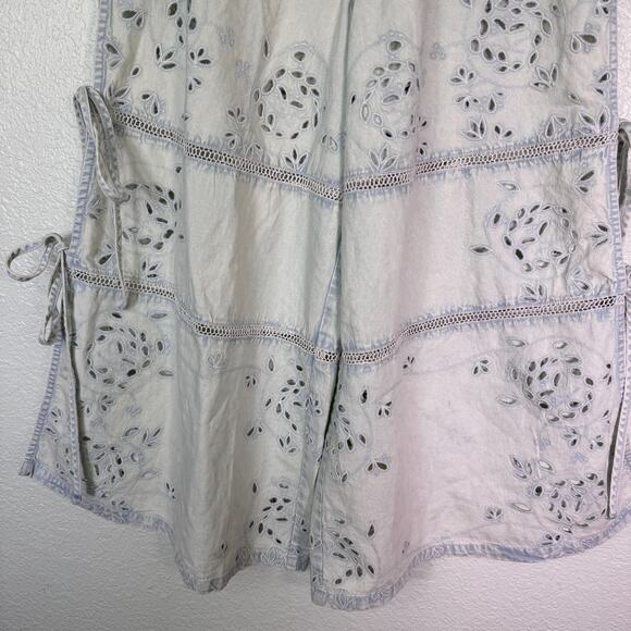 Free People Day Break Pants Womens Small Boho Embroidered Eyelet We The Free NEW - Picture 5 of 13